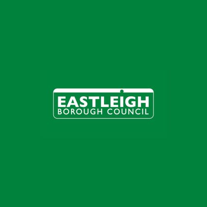 Eastleigh Borough Council white logo on green background