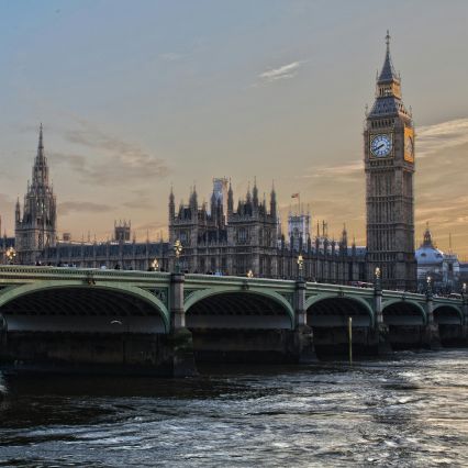 Big Ben and Westminster Bridge over the Thames.