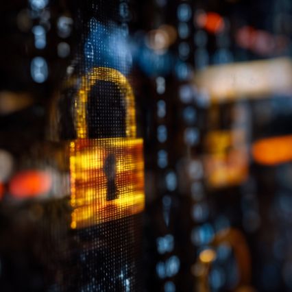 Cybersecurity padlock symbol
